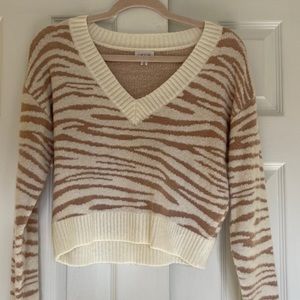 Zebra animal patterned sweater neutral